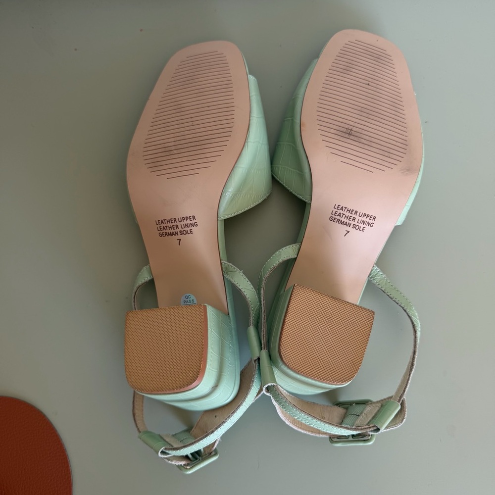 INTENTIONALLY BLANK Mint Green Block Heel Sandals - Picture 5 of 6